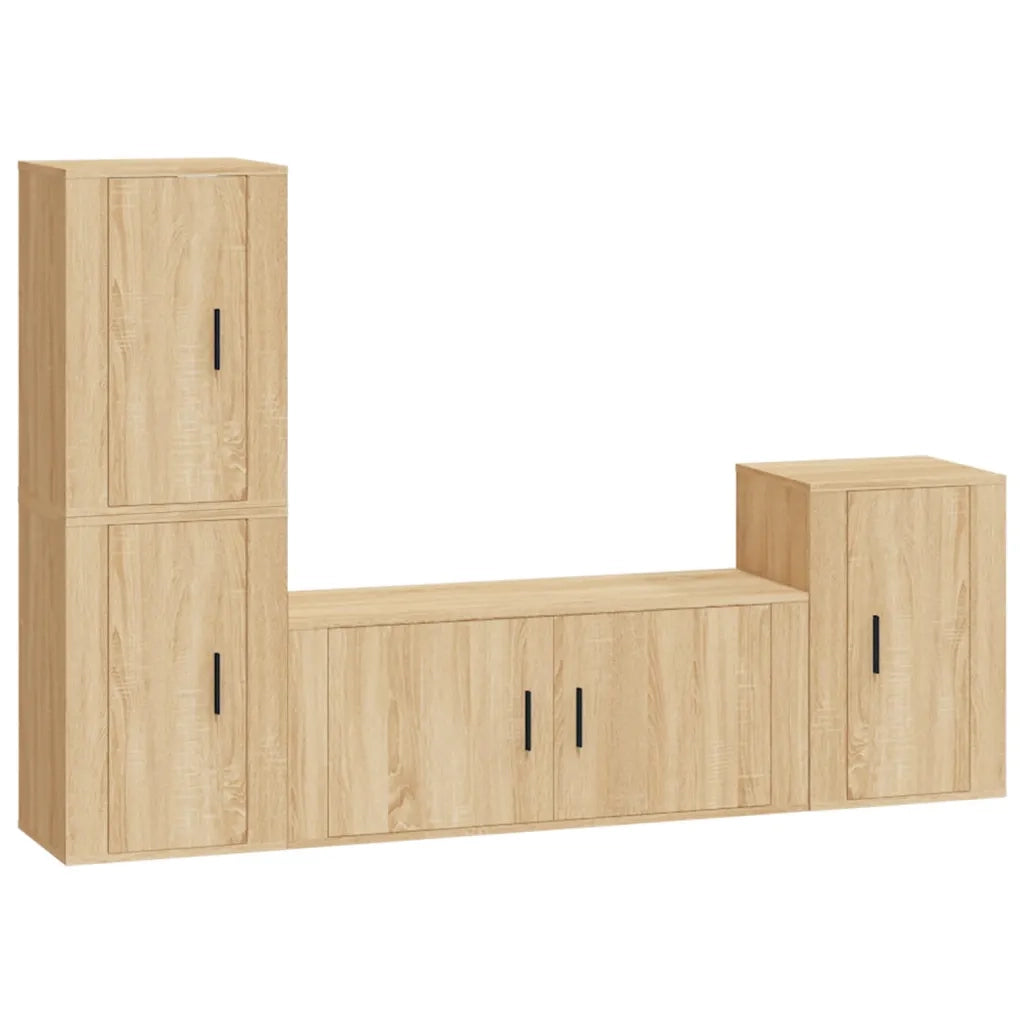 Set di Mobili Porta TV 4 pz Rovere Sonoma in Legno Multistrato 3188601