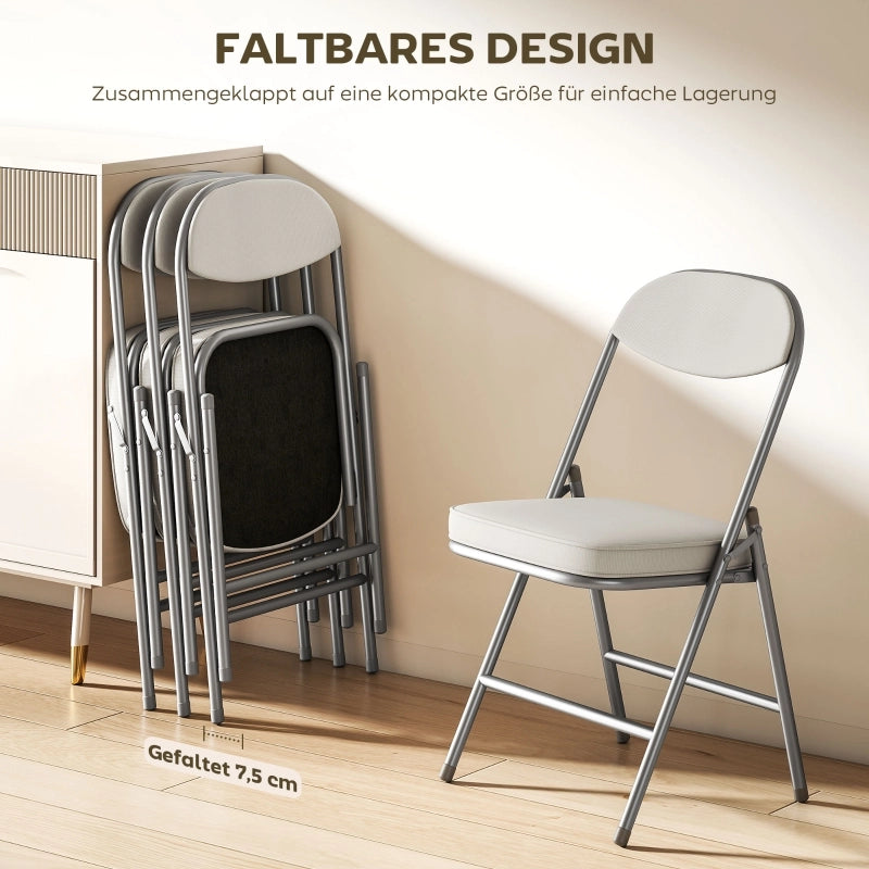 SEDIA Pieghevole Imbottita Set da 4 pezzi 45x48,5x82 cm Crema