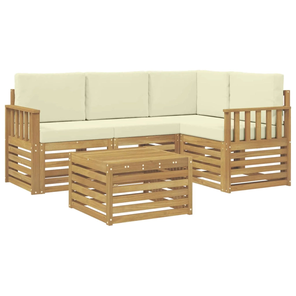Set di divani da esterno 5 pcs Bianco e Crema 59 x 59 x 37 cm 3391785