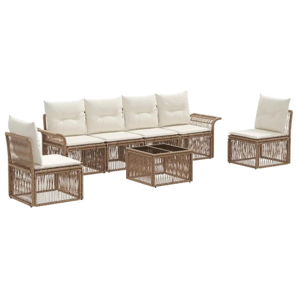 Set Divano da Giardino 7 pcs Beige polyrattan 3434796