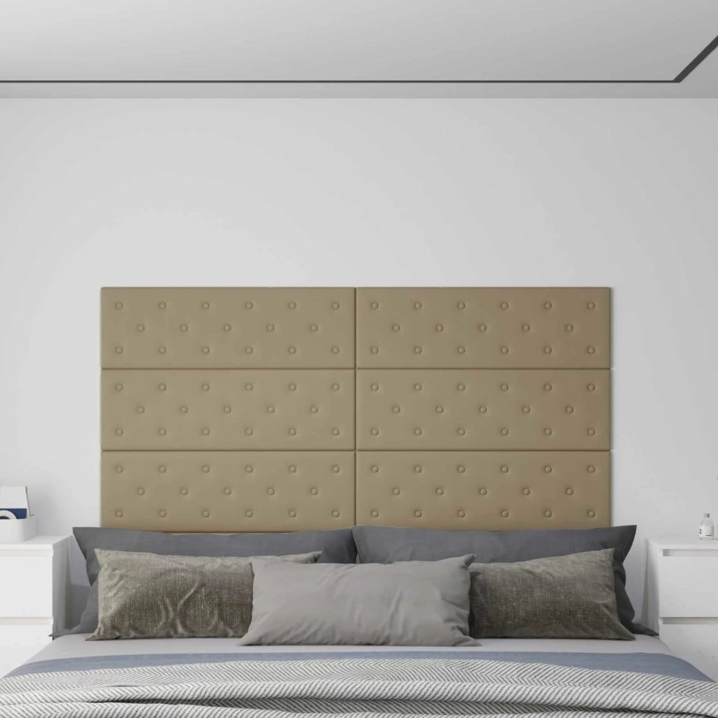 Testiera da Parete 12 pcs Cappuccino 90 x 30 cm Pelle Sintetica 42046522