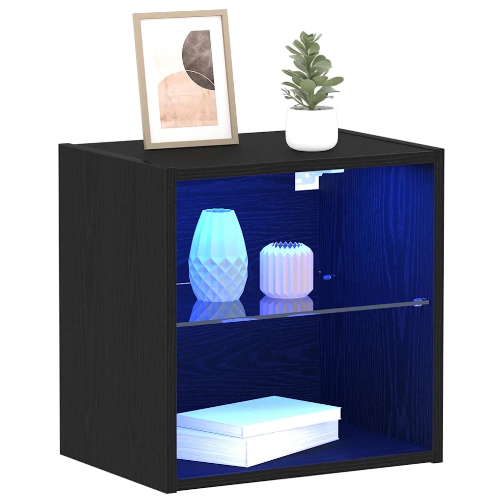 Mensola galleggiante con luce LED 2 pcs Nero 40 x 28,5 x 40 cm 863095