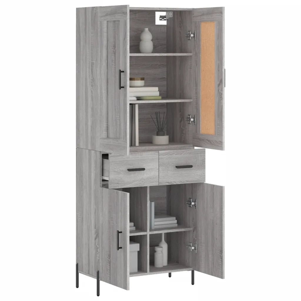 Credenza Grigio Sonoma 69,5x34x180 cm in Legno Multistrato 3199887