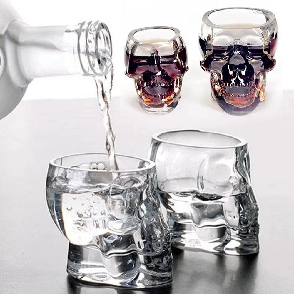 Trade Shop - Mini Bicchiere In Vetro A Forma Di Teschio Per Shot Cichhetto Alcolici Barman -