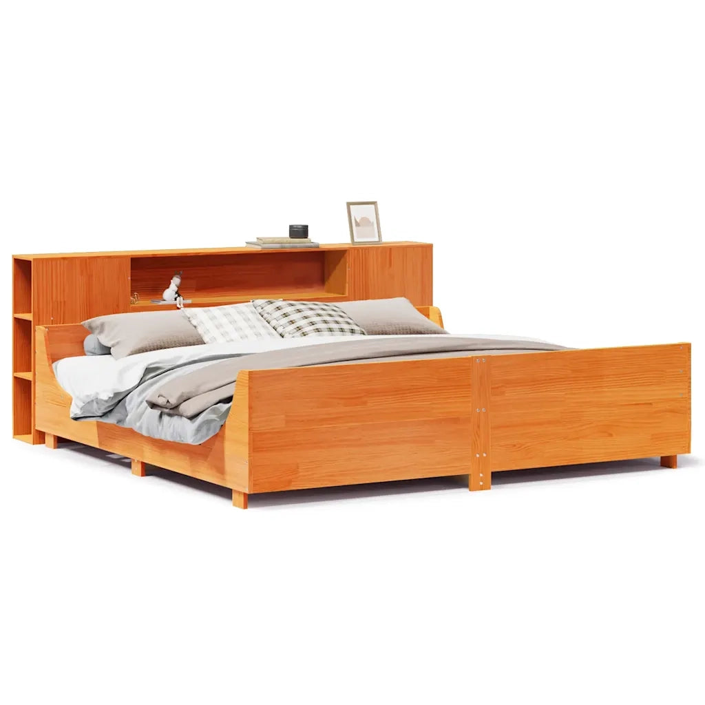 Giroletto senza Materasso Marrone Cera 200x200 cm Legno di Pino 3323757