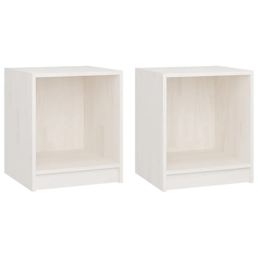 Comodini 2 pz Bianchi 35,5x33,5x41,5 cm Legno Massello di Pino 809922
