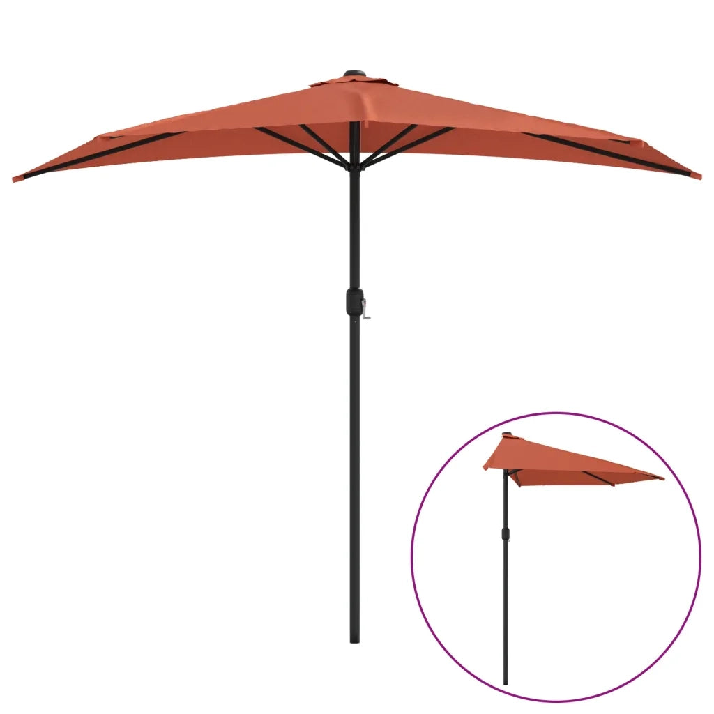 Ombrellone Balcone Palo Alluminio Terracotta 270x144x222cm Metà 312499