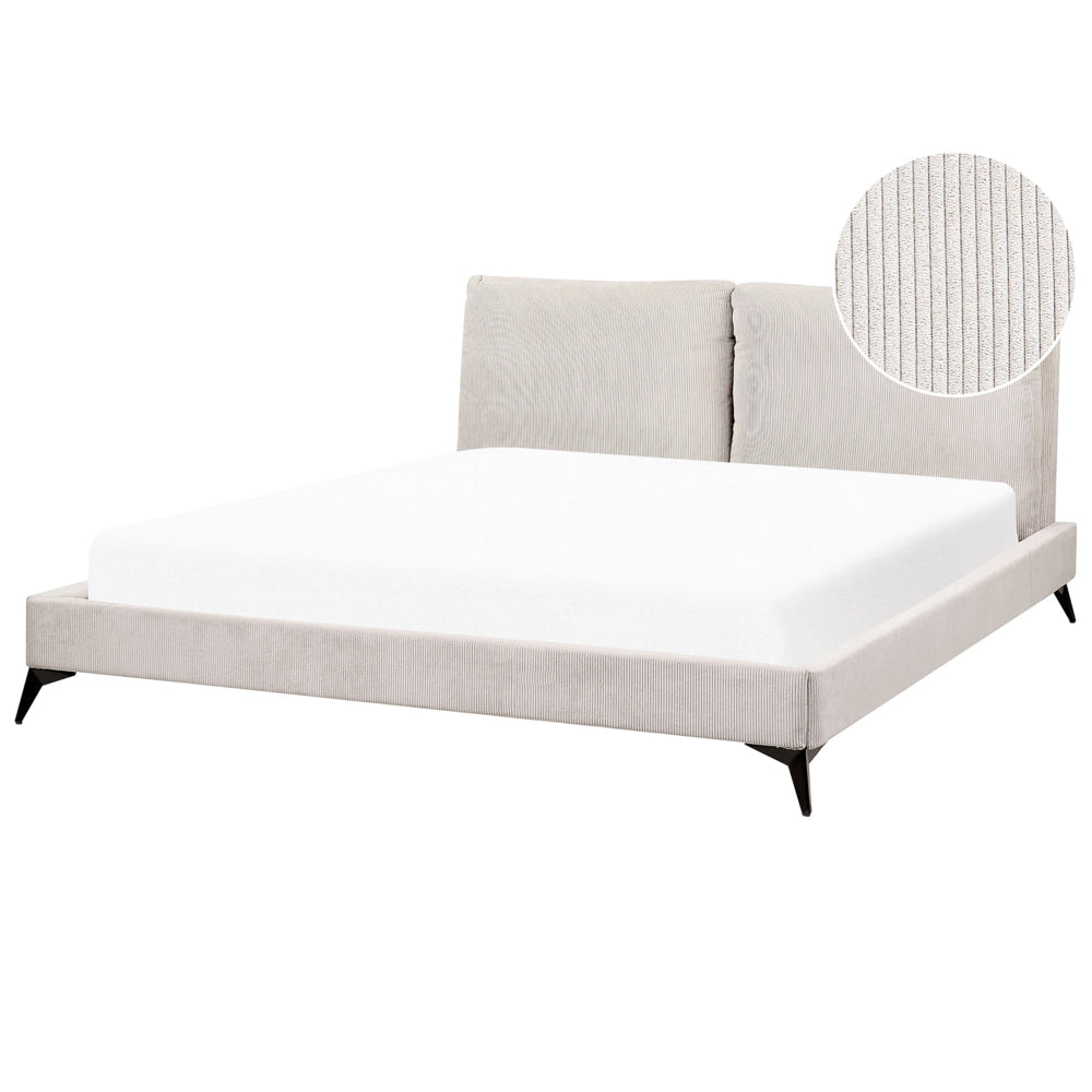 Letto imbottito moderno in velluto a coste beige 180 x 200 cm moderno elegante