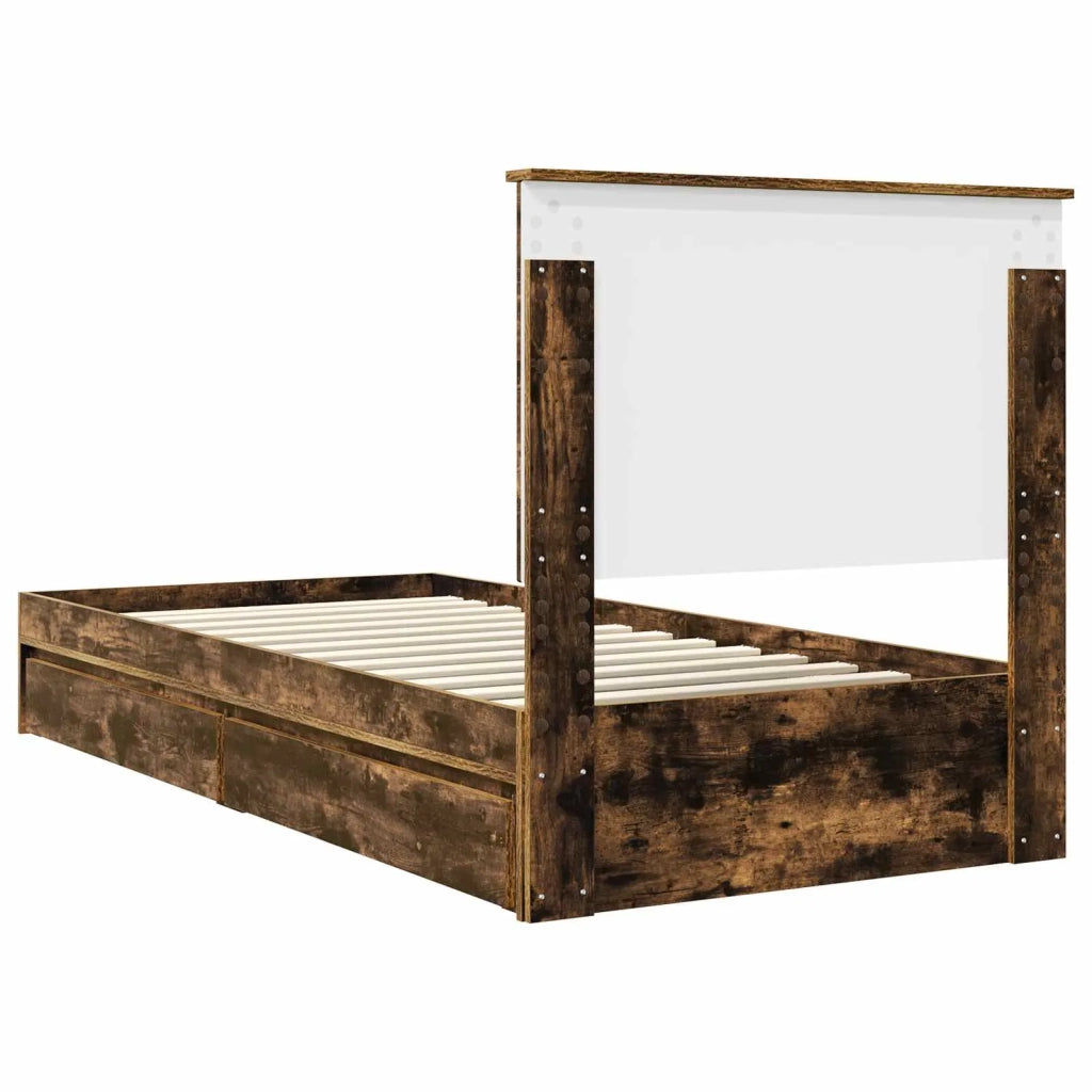 Letto con Contenitore Rovere fumé 75 x 190 cm Legno multistrato