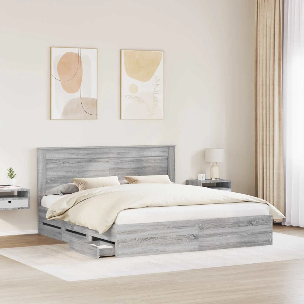 Struttura del letto con cassetto Grigio Sonoma 200 x 200 cm 3410156