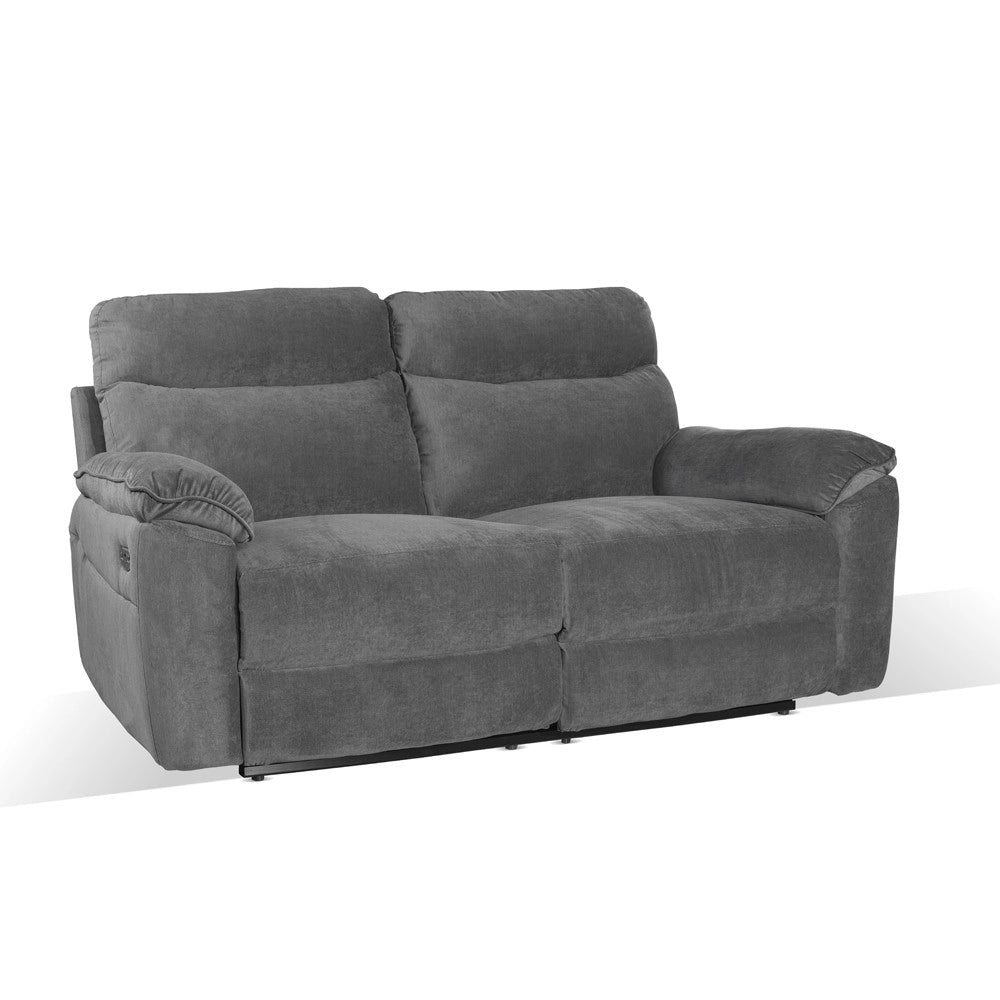 Divano 3 posti recliner elettrico tessuto grigio Boston 200x100x102H