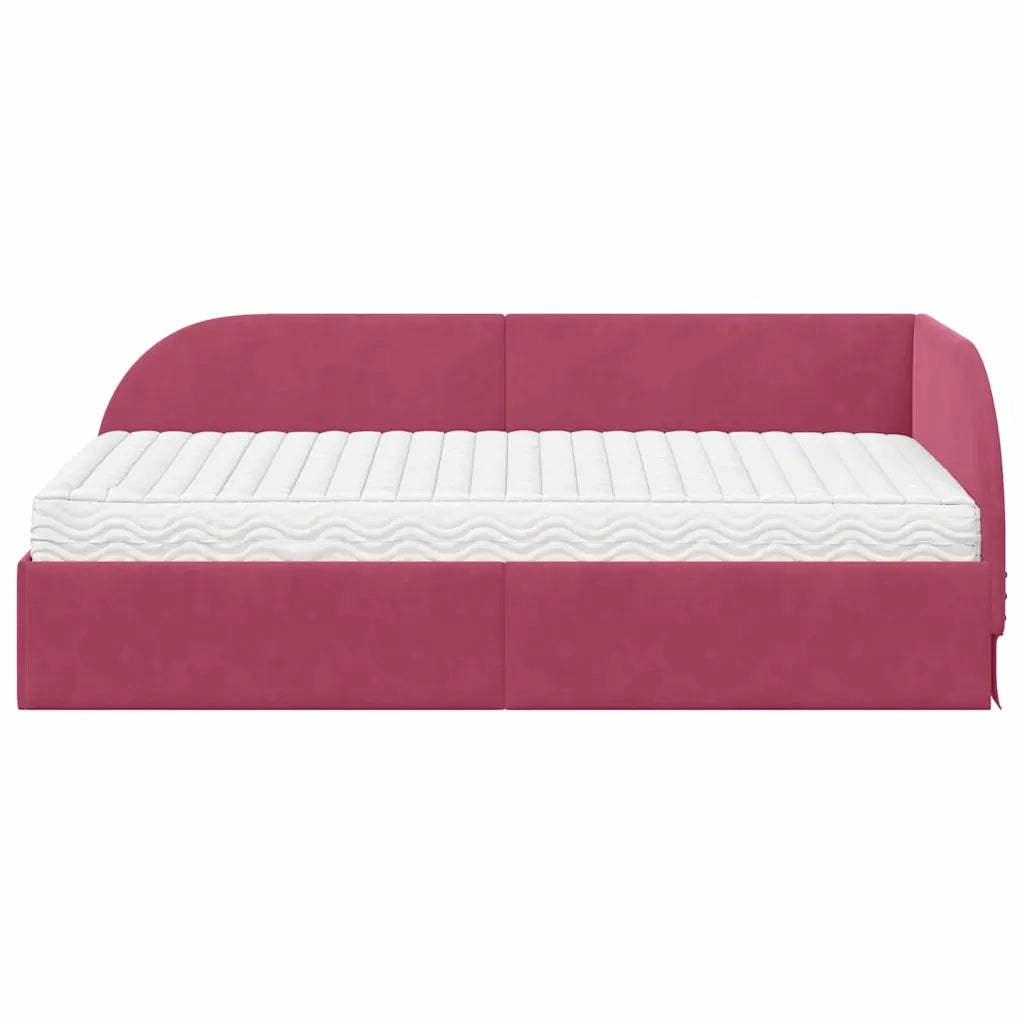 Struttura Letto Angolare con Materasso 2 pz-Giroletto con materasso Rosso Velluto