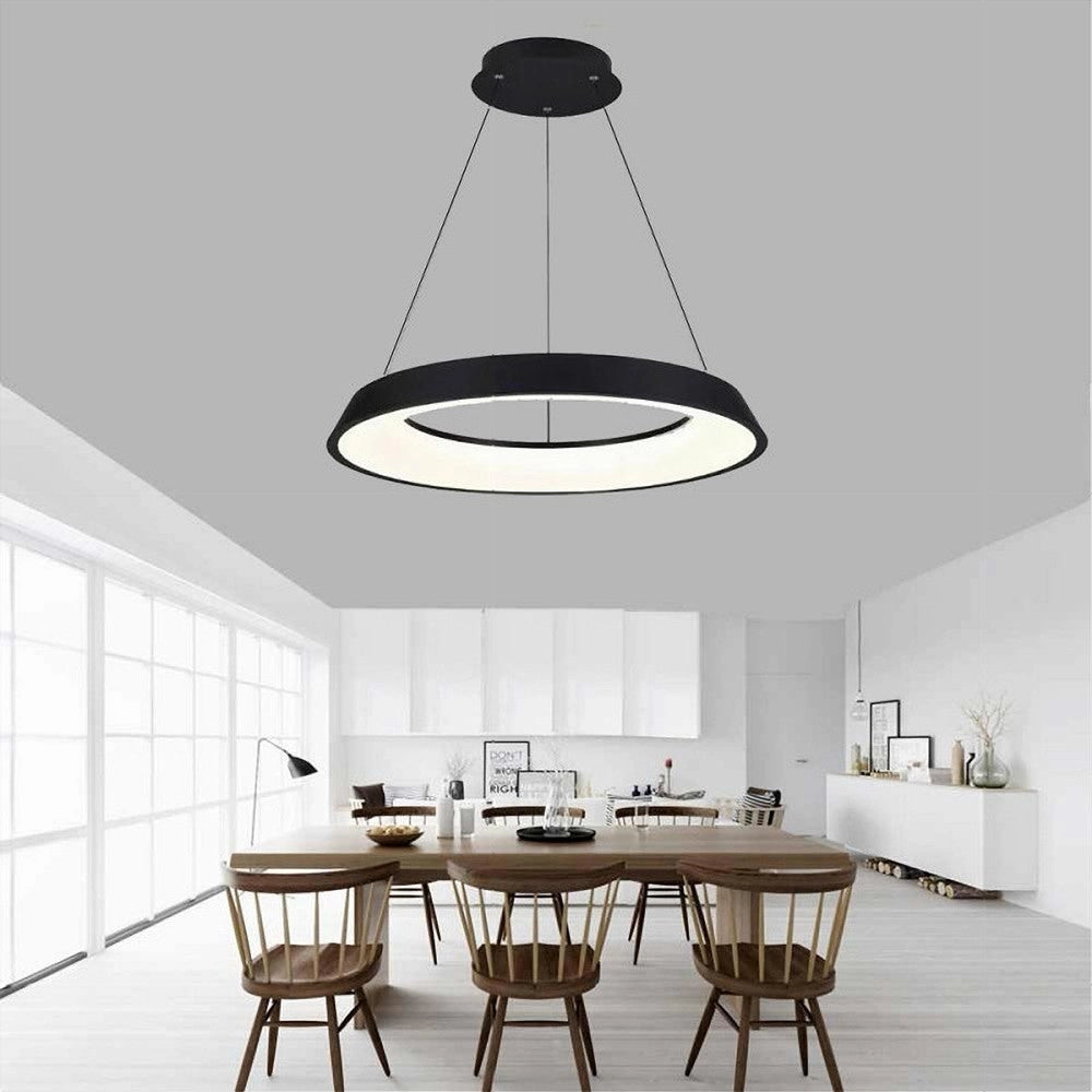 Trade Shop - Lampadario Led 43w Tre Colorazioni Luce Lampada Da Soffitto Ultra Moderno A71-3c - Nero