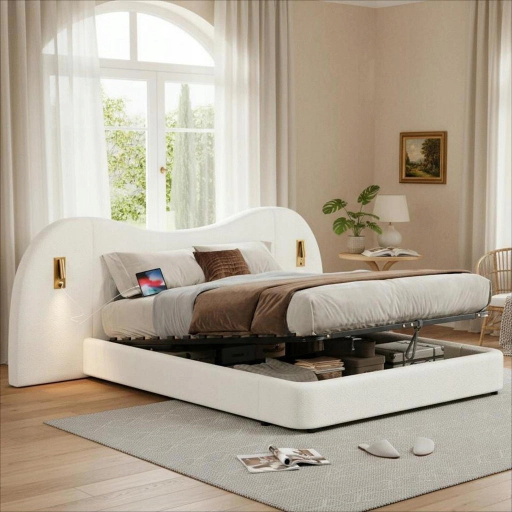 Letto imbottito 180x200 - Xylo - Idraulico bianco