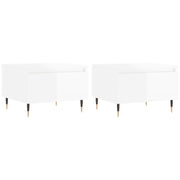 2 pz Tavolini salotto | Tavolino da caff¨¨ | Tavolino da Soggiorno Bianco Lucido 50x46x35cm Legno Multistrato