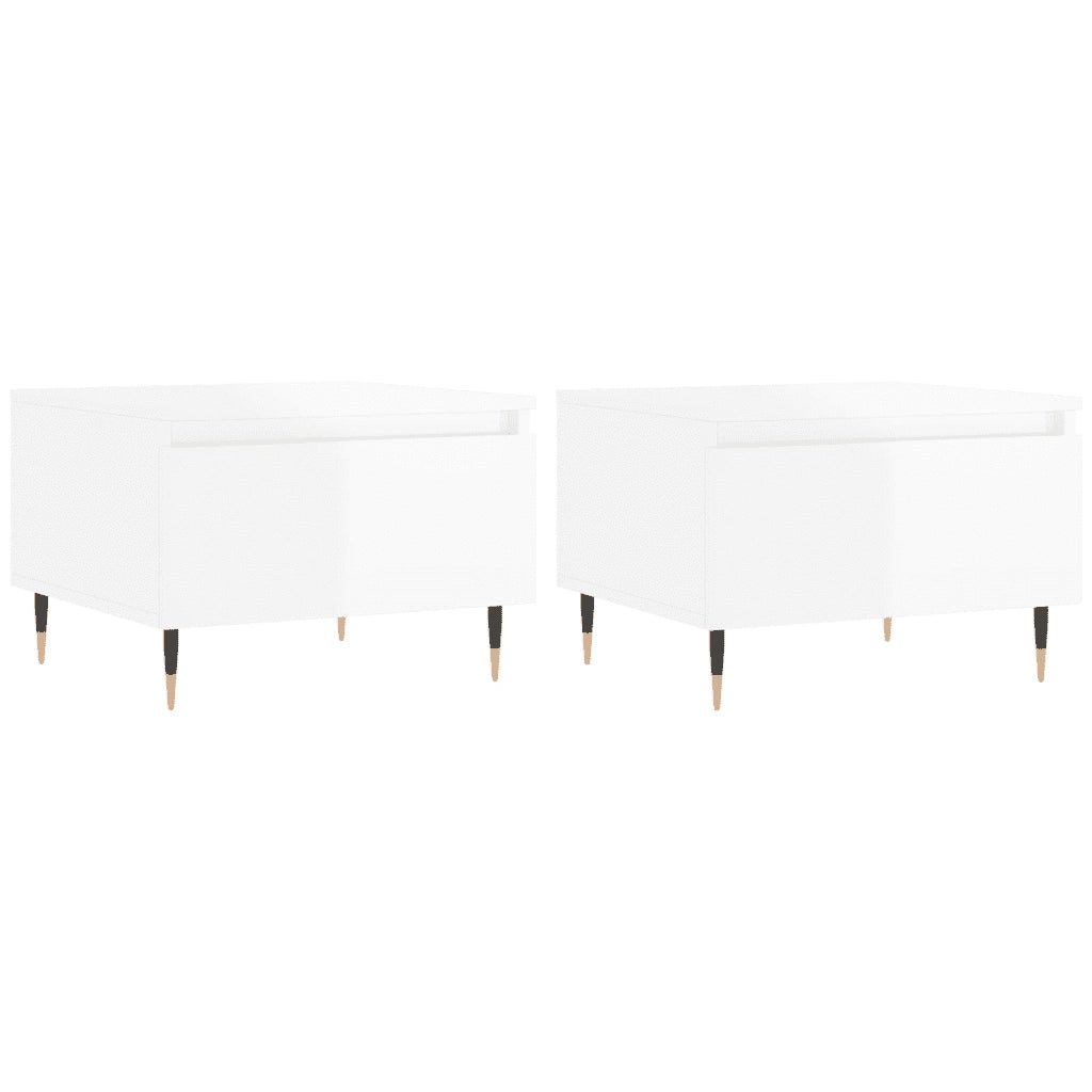 2 pz Tavolini salotto | Tavolino da caff¨¨ | Tavolino da Soggiorno Bianco Lucido 50x46x35cm Legno Multistrato