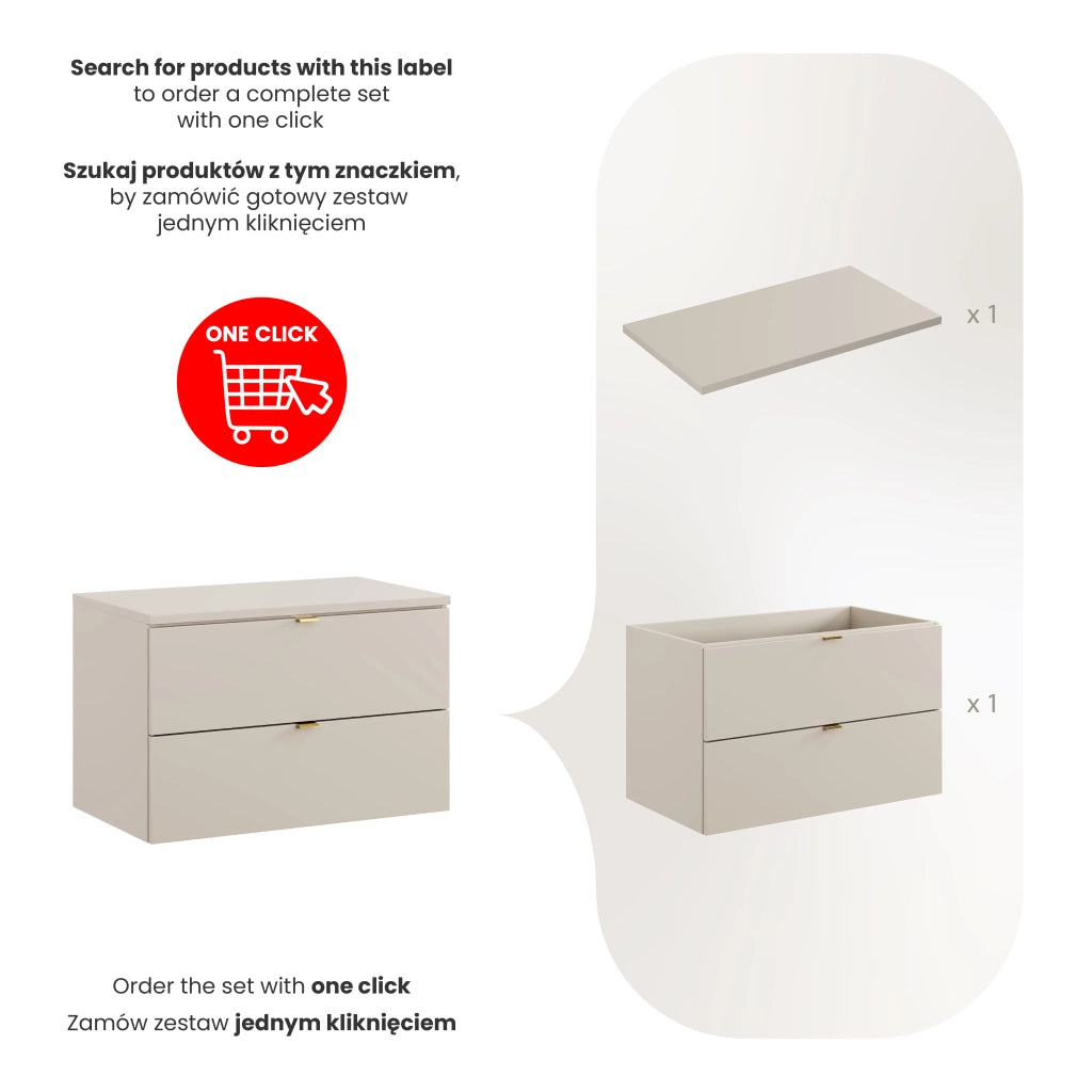 Set mobili bagno 80 cm con piano Dalia Cashmere 80 x 1401 x 46 cm