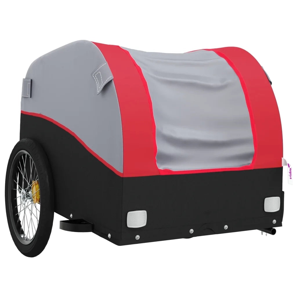 Rimorchio da Bici Nero e Rosso 45 kg in Ferro