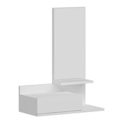 Mensola dal design senza tempo per soggiorno camera da letto mobile contenitore a parete per ingresso con cassetto e specchio bianco 03_0011250