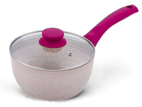 Casseruola 1 Manico in Alluminio Ø 18 cm Antiaderente Induzione con Coperchio Bisetti Stonerose