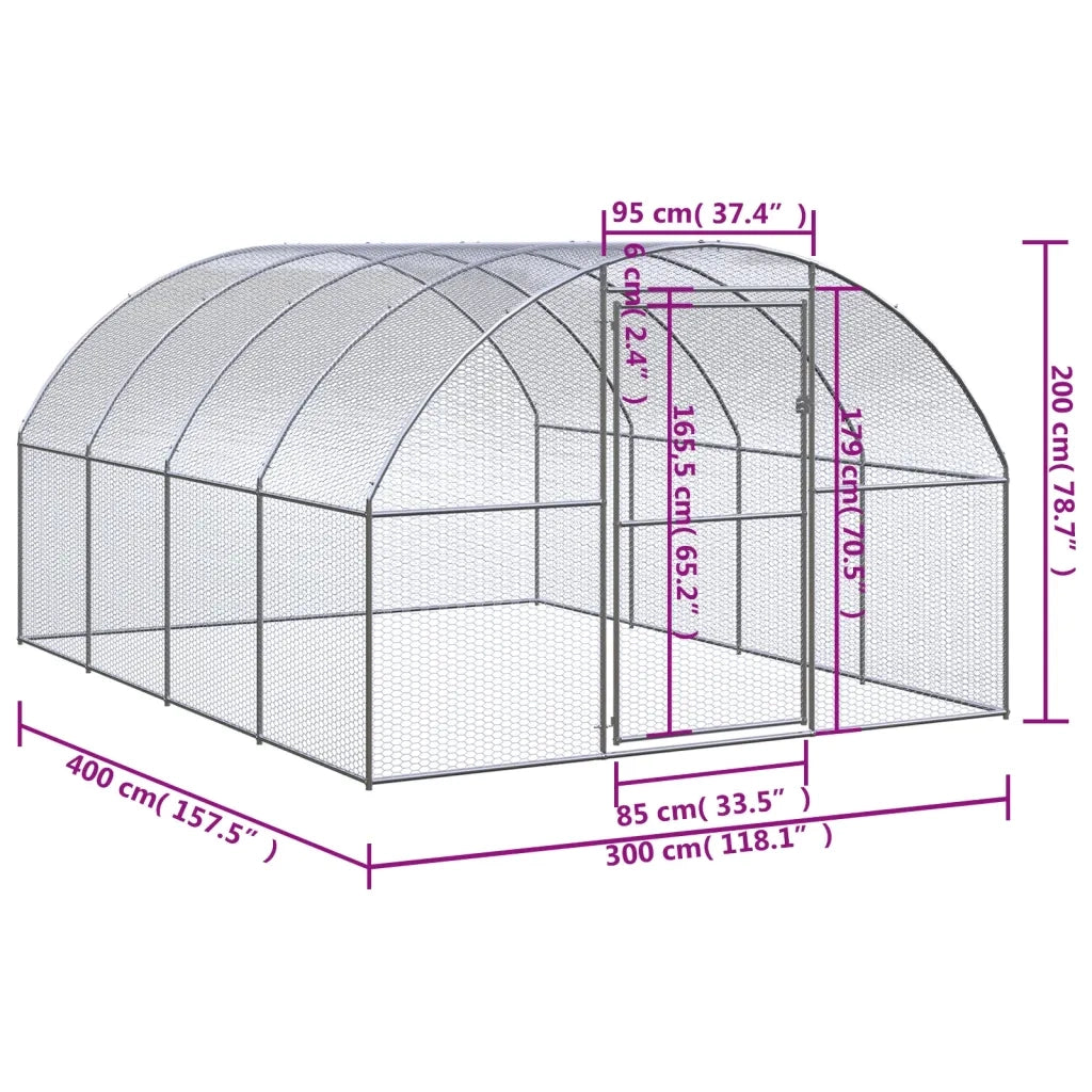 Pollaio per Esterni 3x4x2 m in Acciaio Zincato CFW4234140