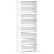 Scaffale Porta CD 58x24x124,5 cm con 6 Ripiani Regolabili Capacità di 360 CD/185 DVD Bianco