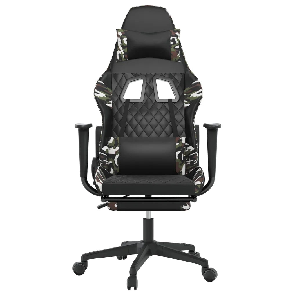 Sedia da Gaming con Poggiapiedi Nero e Mimetico in Similpelle 3143774