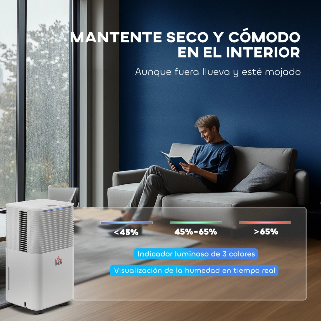 Deumidificatore 10L/giorno ¨C Xylo ¨C Silenzioso 3 modalit¨¤ LED timer 24h blocco bambini drenaggio continuo bianco
