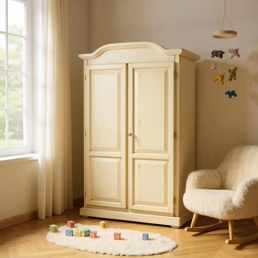 Armadio 2 ante legno shabby avorio anticato 107x55x197h - Mobili 2G