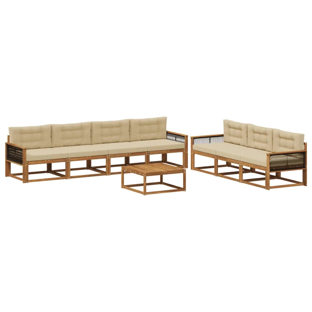 Set di divani da esterno con cuscino 8 pcs Naturale e Beige