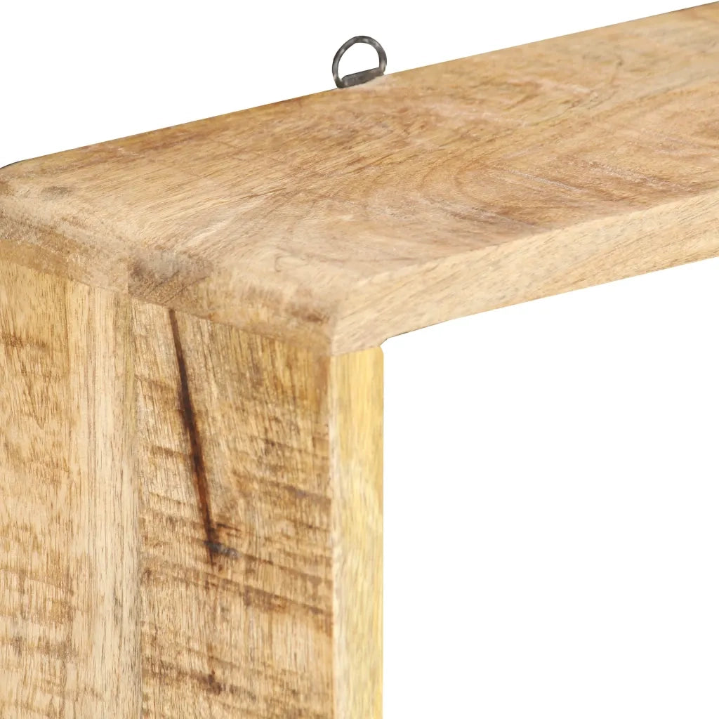 3 pz Set Mensole Cubiche da Parete | Mensola sospesa in Legno Massello di Mango