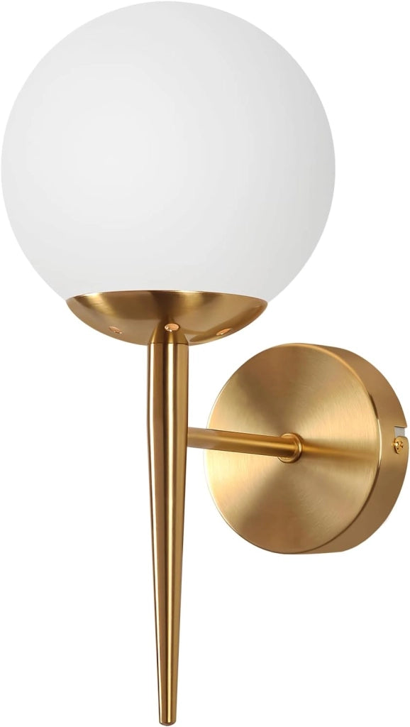 ZMH Lampada da parete moderna per interni in oro con paralume in vetro E27 applique da parete corridoio camera da letto