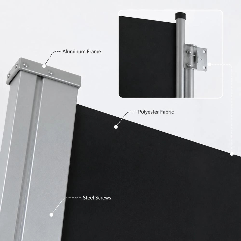 Extendable Side Awning 80x300 Cm Black