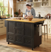 Isola cucina mobile pieghevole in MDF nero 120x73x93 cm