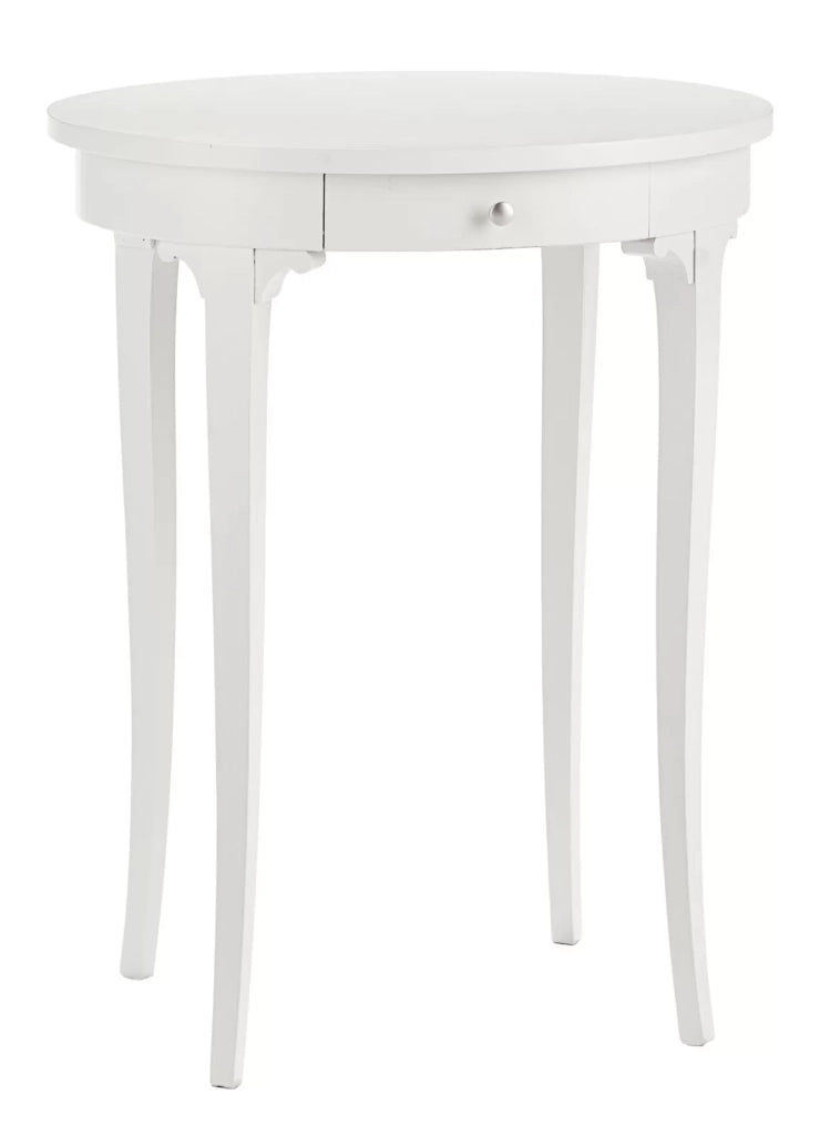 Tavolino ovale bianco fumo classico laccato bianco 57x47x71