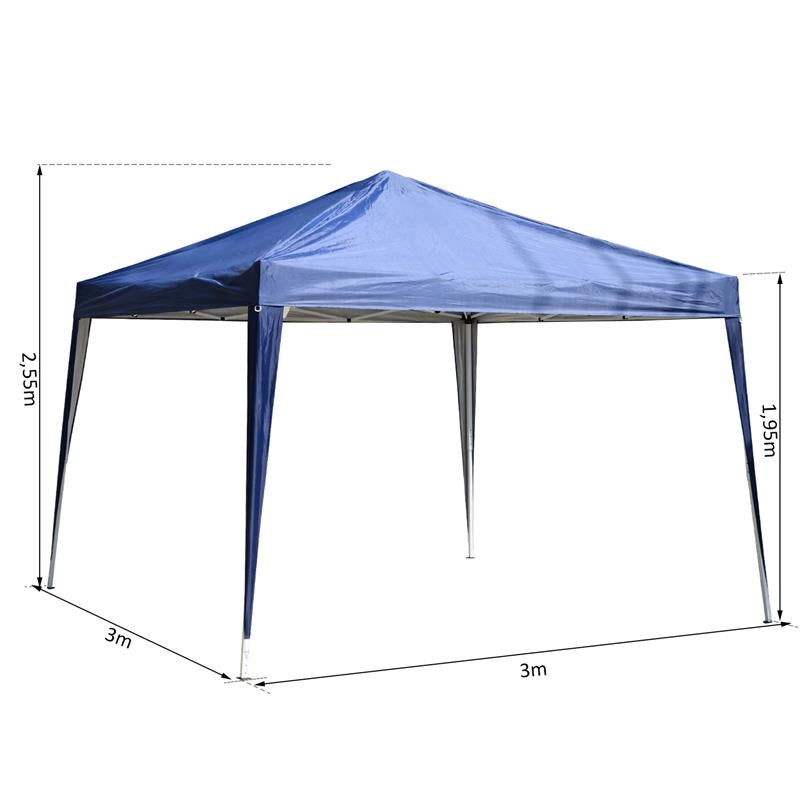 GAZEBO STRUTTURA IN ACCIAIO PIEGHEVOLE RIVESTIMENTO TESSUTO OXFORD BLU 3X3M