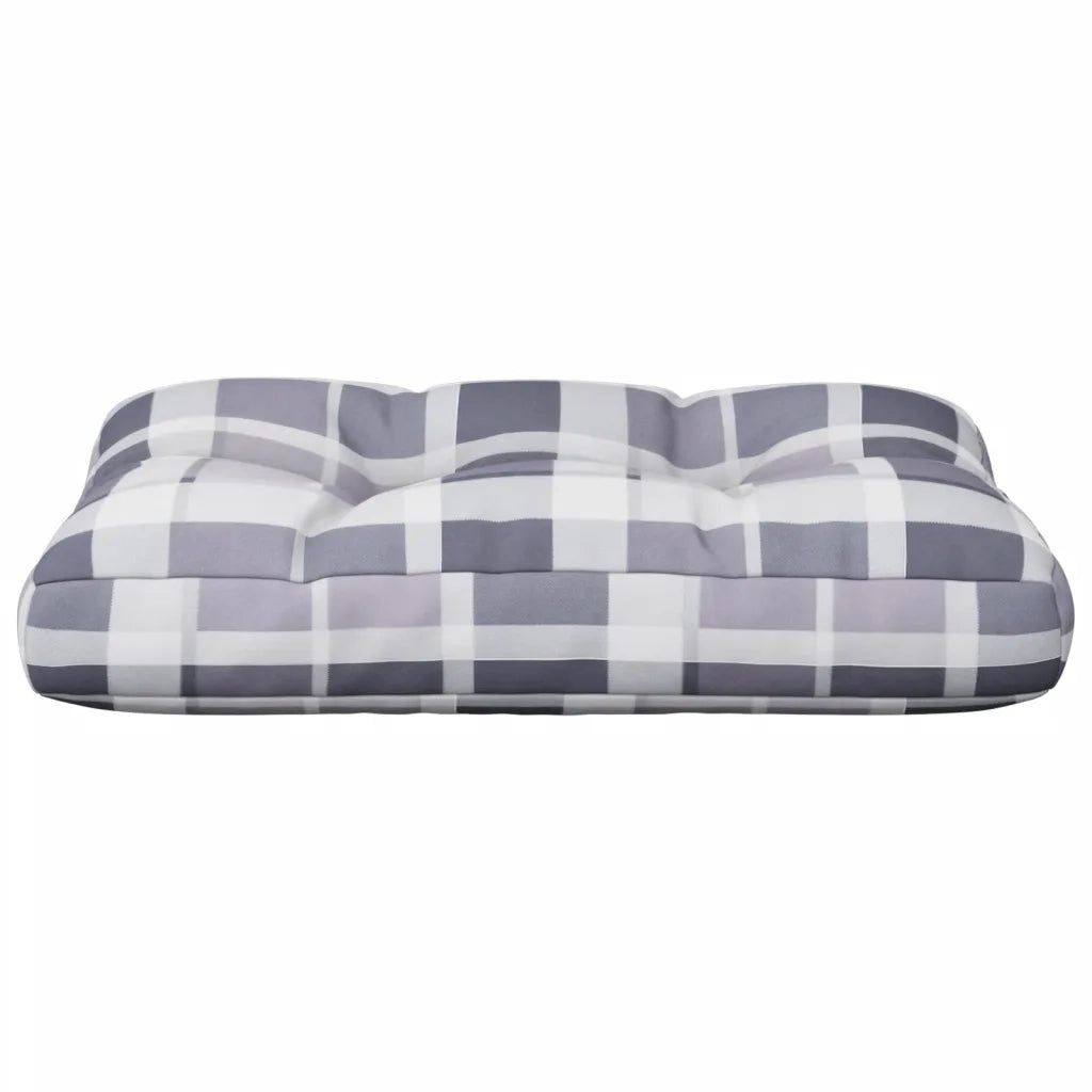vidaXL Cuscino per Pallet a Quadri Grigi 50x40x12 cm in Tessuto
