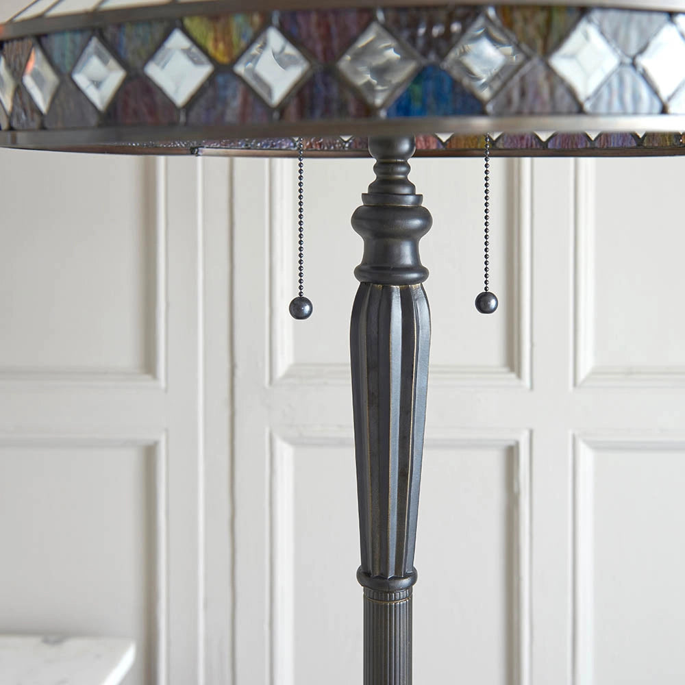 Lampada da terra Tiffany FARGO vetro 2xE27 tiranti