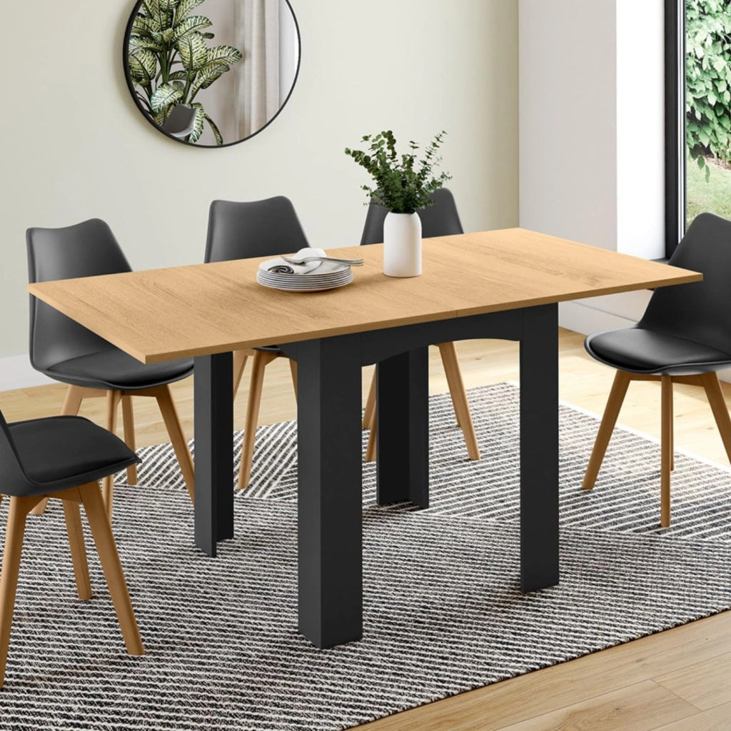 Tavolo da pranzo allungabile DONA 4-8 persone piano in faggio nero 80-160 cm