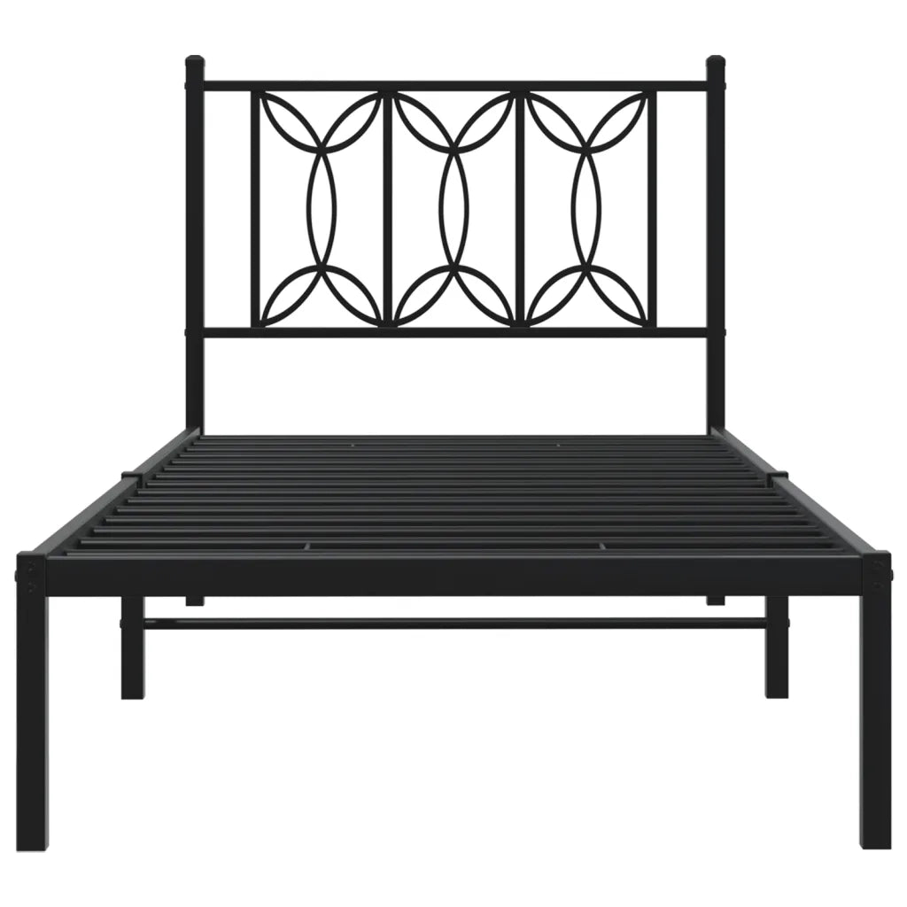 Giroletto con Testiera in Metallo Nero 80x200 cm