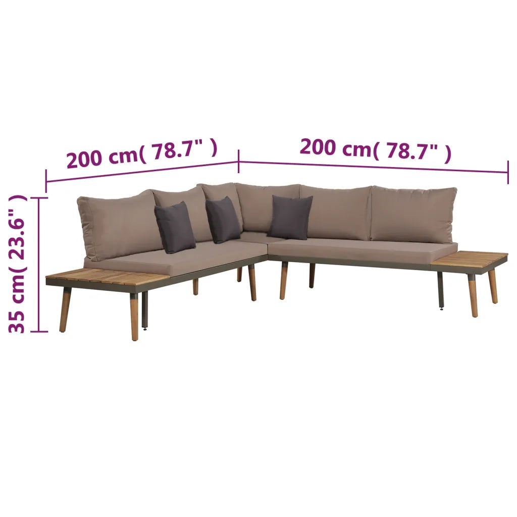 Set Divani da Giardino 4 pz con Cuscini Legno di Acacia Marrone cod mxl 52094