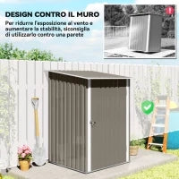 Casetta Porta Attrezzi 0.92m² in Acciaio Zincato con Tetto Inclinato e Serratura, 100x103x160 cm, Marrone