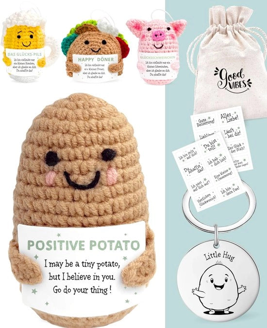 Cadeau di positività con borsa regalo e sacchetto di conforto - portafortuna per gli esami, regalo di incoraggiamento, auguri di miglioramento