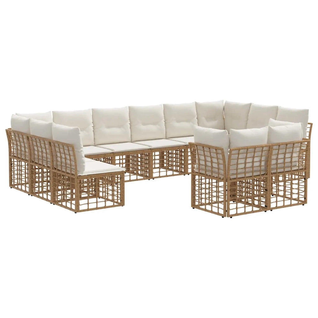 Set di divani da esterno Naturale e Bianco Crema Poliestere