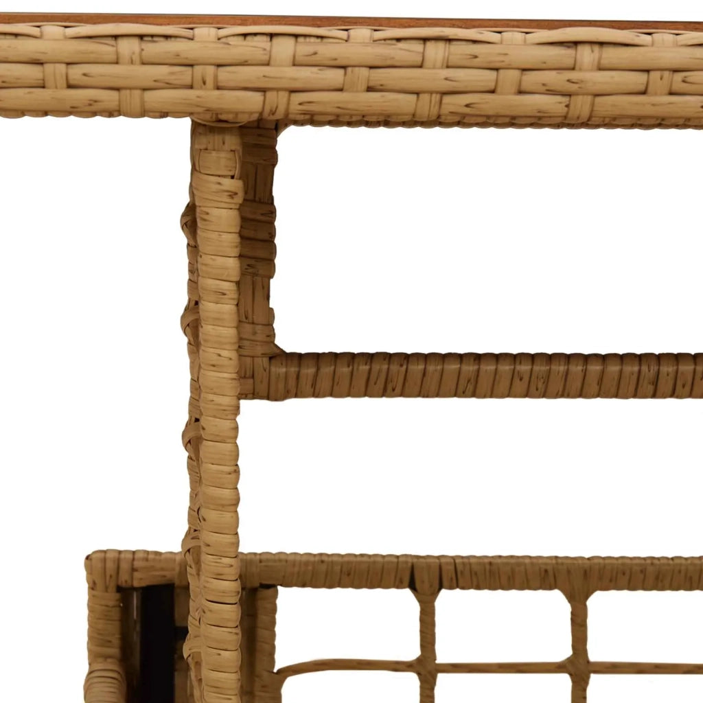 Tavolo da Giardino Naturale 100 x 55 x 37 cm Rattan PE e Vetro