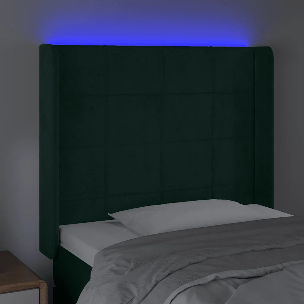 Testiera a LED Verde Scuro 93x16x118/128 cm in Velluto 3124087