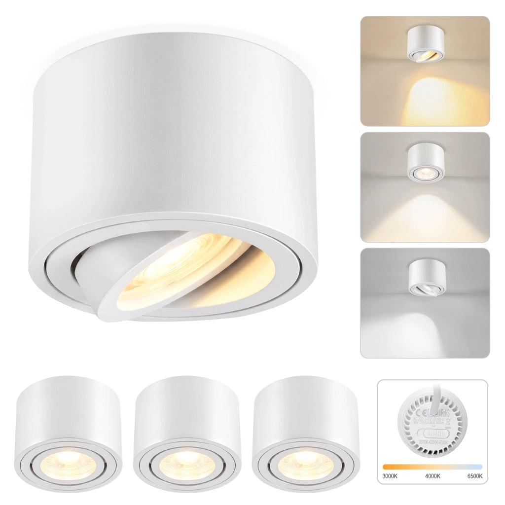 ZMH Faretto da soffitto LED dimmerabili bianchi ultra piatti orientabili 30 gradi 4W rotondi confezione 4 pezzi