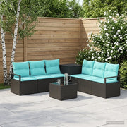 Set di divani 8 pz Nero e Blu Rattan sintetico e Acciaio 3448154