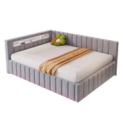 Letto Contenitore Matrimoniale 140x200 cm; USB; LED e Stoccaggio Idraulico in Grigio