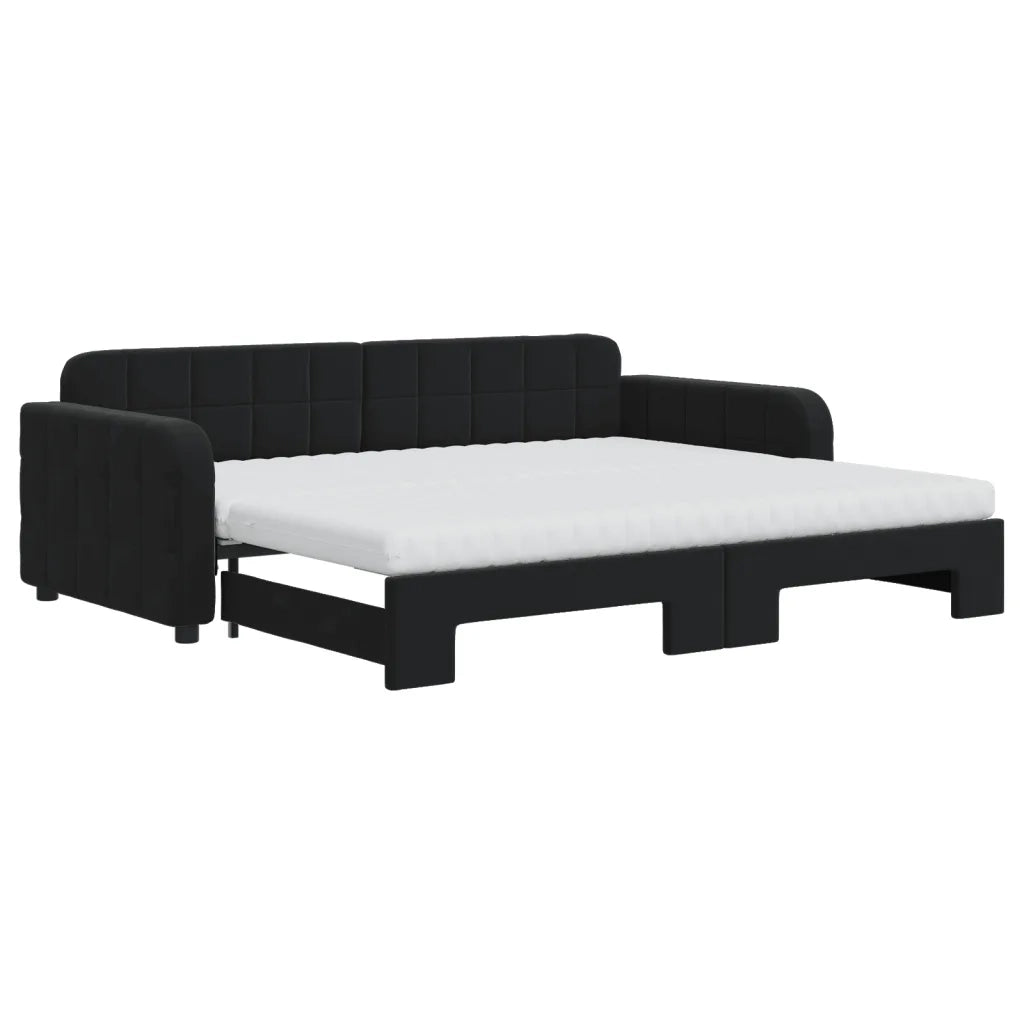 Divano Letto Estraibile con Materassi Nero 90x200 cm Velluto 3196957